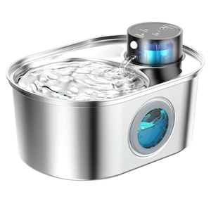 Wireless Cat Water Fountain: Battery Operated Stainless Steel Pet Fountain, Automatic Cordless Water Dispenser Indoor, Metal Faucet Bottle for Drinking, Rechargeable Dog Water Bowl with 1 Filter