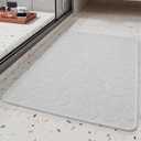 COCOER Non Slip Bath-Mat, Super Absorbent Washable Thin Bathroom Mats for Bathroom with Rubber Backing, Fit Under Door Rugs 17"x28" Gray