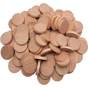 1 Inch Natural Wood Slices Unfinished Round Wood Coins for Arts & Crafts Projects, Board Game Pieces, Ornaments, 200 per Pack.