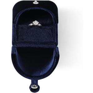 Velvet Ring BoxEngagement Jewelry Gift Boxes Holder for Women,Ceremony Rings Display for Proposal,Wedding Day Case (Blue)