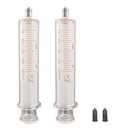 Jiaxix 2Pack 50ml/cc Glass Syringe With Metal Head and Caps for Liquid,Small Syringe for Oil or Glue Applicator,No Needle