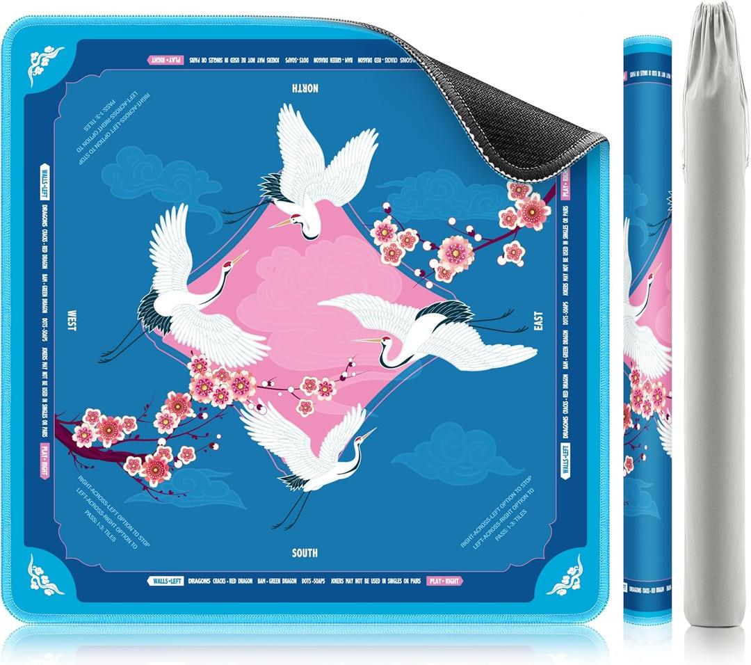 XINTONG Mahjong Mat, 3232 Inches, Mahjong Mat for Table|Anti-Slip | Noise Reduction | Waterproof | Wrinkle-Free, Mah jongg Mat Transported in Curly Packaging, No Creases. (Lucky Blue)