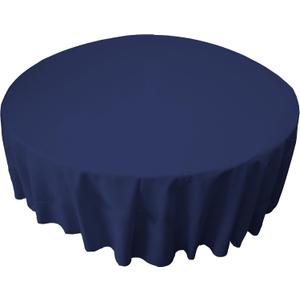 LA Linen Polyester Poplin Washable Round Tablecloth, Stain and Wrinkle Resistant Table Cover 72", Fabric Table Cloth for Dinning, Kitchen, Party, Holiday 72-Inch, Navy