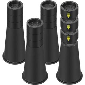 4 Pack Bed Risers 12 or 8 Inch Heavy Duty, Adjustable Furniture Risers Lift Height 13.4",11.6", 9.8", 8" For Table Desk Couch Chair Sofa Cabinet Bed Frame Dorm, Round Stackable Table Leg Risers, Black