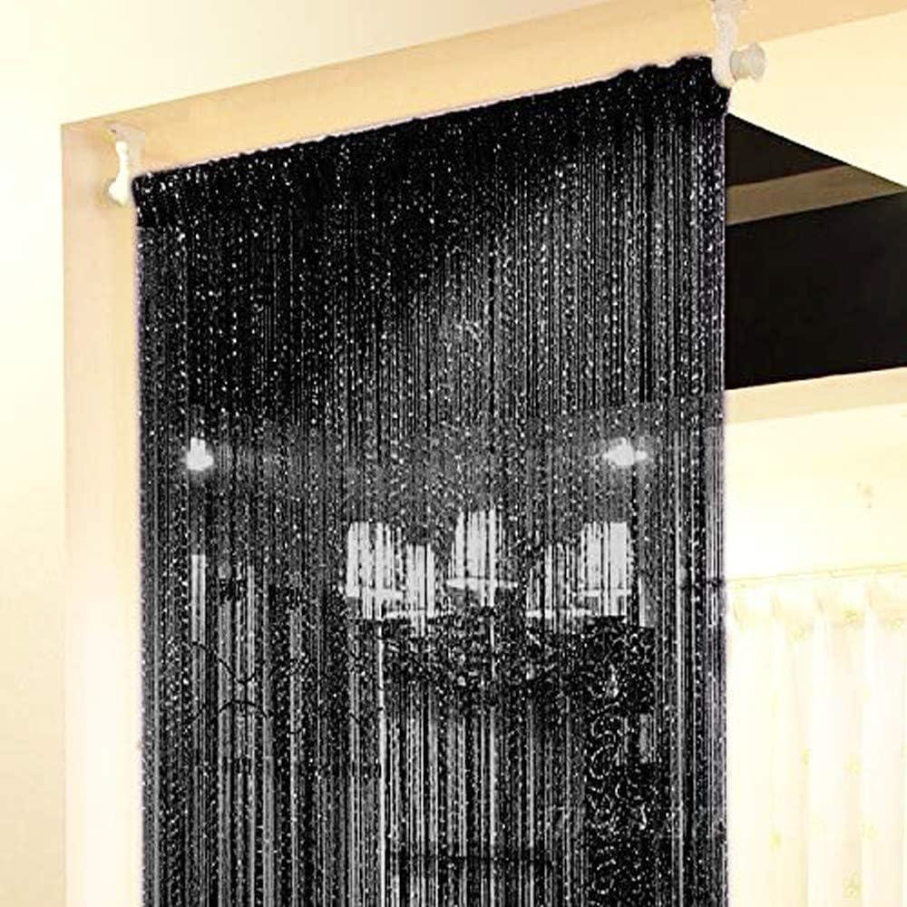 Home Decor Sequin Curtain for Doorway,Door String Curtains, 39x79 inch Hanging,Closet Bedroom Blind Living Room Divider,Window Wall Panel Fringe Backdrops Sheer no Beads Beaded Decorative Crystal (Black1)
