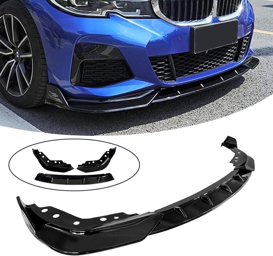 Front Bumper Lip Spoiler for 2019 2020 2021 2022 BMW G20 G28 3 Series Sedan M Sport 3Pcs Lip Chin Spoiler Glossy Black Front Splitter