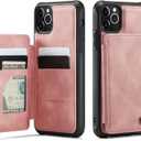 Vinich for iPhone 11 Pro Max Wallet Case with Card Holder, RFID Blocking Credit Slots Kickstand Shockproof Phone Cover for Women Men, Rose Pink