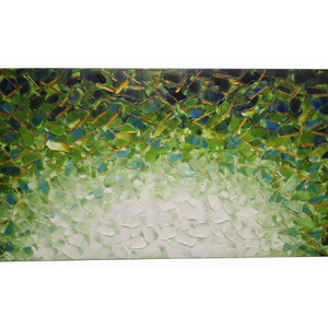 MLART99 Abstract Leaf Wall Art Modern Ginkgo Canvas Hand-drawn Painting 24x48 Green and White Large Artwork Minimalist Decoration for Living Room Bedroom Office Home