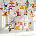58 Pcs Carnival Circus Theme Party Decorations Circus Animal Hanging Swirl Decorations Carnival Hanging Swirl Ceiling Streamers Decor for Kids Girls Boys Birthday Baby Shower Party Favor