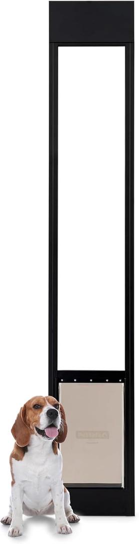 PetSafe Sliding Glass Pet Door - No-Cut DIY Install Doggy Door for Renters - Aluminum Frame - Adjustable Height 75 7/8" to 80 11/16" - Ideal for Large Dogs Up to 100 lb - Black