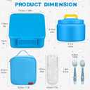 MAISON HUIS Bento Lunch Box with 8oz Soup Thermo, 5-Compartment Leak-Proof Container, Thermo Hot Food Jar and Insulated Lunch Bag, BPA Free,Travel, School (Blue)