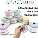 Crochet Thread, 8 Pearl Yarn Balls for Crocheting, 100% Mercerized Cotton Tatting Thread Size 10, Cotton Lace Yarn Hand Embroidery