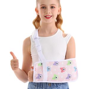 Kids Arm Sling for Broken Arm Torn Rotator Cuff Shoulder Elbow Wrist injury Printed Pediatric Child Toddler Brace Support for Children Girls with Cute Bear (Small)