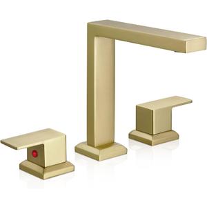 HEYMYTAP High Flow Gold Bathtub Faucet, Brass Bath Tub Faucet Set 3 Hole Roman Tub Faucets Deck Mounted Bathtub Faucet Set 2 Handle 1/2" NPT Female Cartridge Spout Reach 5.3inch