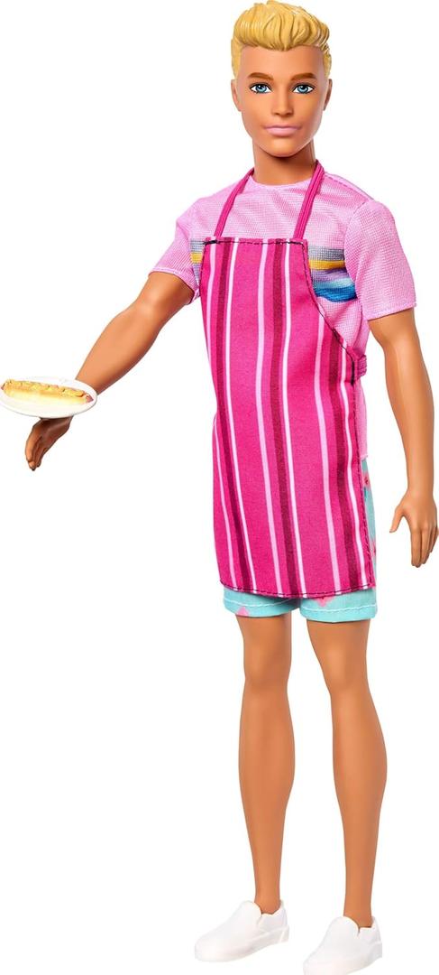 Barbie Mysteries: Beach Detectives Ken Doll Wearing Removeable Signature Outfit with Storytelling Accessories, Including Apron & Snacks