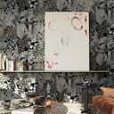 5 x Ismoon 16.1inx78.7in Wallpaper Peel and Stick Black Contact Paper Modern Removable Self-Adhesive Wallpaper Tropical Jungle Grey Leaf Floral Vinyl for Drawer Shelf