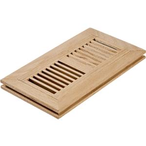Razo White Oak Wood Flush Mount Floor Register Vent Cover, 4x10 Inch (Duct Opening), 3/4 Inch Thickness, with Damper, Unfinished
