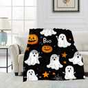 Throw Blanket, Halloween Blanket Cartoon Ghost Pumpkin Throw Blankets for Bed Kids Adults, Lightweight Cozy Blanket for Living Room, Bedroom 40"x50"