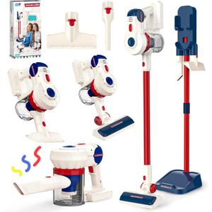 Kids Vacuum That Really Works, SMILESSKIDDO Kids Cleaning Toy Set - 3 in 1 Suction Design & Safe Material Toy Vacuum - Perfect Montessori Pretend Vacuum for Toddlers 3-8
