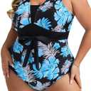 Hanna Nikole Women Plus Size One Piece Swimsuits Tummy Control Bathing Suits Slimming V Neck Swimwear 2025 with Self Tie, 20W