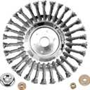 8 Inch Steel Wire Weed Wheel Brush Cutter Trimmer Head, Universal Weed Eater Attachments, Unbreakable Wired Trimmer Blade for Weed, Moss, Rust Removal on Lawn, Patio, Driveway