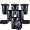 United Solutions 5-Gallon Heavy-Duty Buckets with Snap-On Lids, 6-Pack BPA-Free, Food-Grade Plastic, Multi-Purpose Storage for Home, DIY, and Job Sites Black