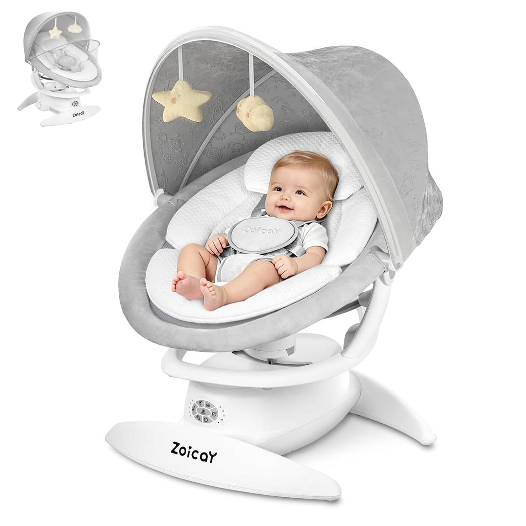 3-in-1 Baby Swing for Infants with Motion Detection, Infant Swing with 5 Speeds & 3 Swing Modes, 12 Lullabies, Electric Swing for Baby, Up to 25 lbs, White