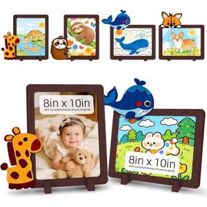 4pack 8x10in Picture FrameVertical & Horizontal for Wall or Tapletop Display, Felt DIY Kids Photo Posters & Art Prints Artwork Frames