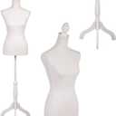 Mannequin Dress Form Female Dress Model Torso Display Mannequin Body 60-67 Inch Height Adjustable Tripod Stand (White, 60-67 Inches)