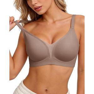Womens Wireless Jelly Balconette Bra No Underwire Seamless Push Up Bras Mesh Sexy Deep V Everyday Tshirt Bra (XXL)