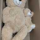 Muiteiur 39 Inch Giant Teddy Bear, Fun Mom Bear Plush with Attached Baby, Large Soft Plush Toy Gift for Kids Girlfriend Boy (Light Brown)