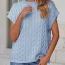 PRETTYGARDEN Women's Sweater Vest 2025 Summer Short Sleeve Tops Casual Crewneck Knit Oversized Pullover Trendy Spring Outfits (Light Blue,Large) (Blue, L)