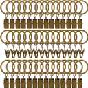 42 Pack Curtain Rings with Clips 1.26" Interior Diameter,Metal Drapery Ring with Clips Compatible with up to 1 inch Drapery Rod,Strong Vintage Decorative Rustproof Drapery Ring with Hooks(Bronze)