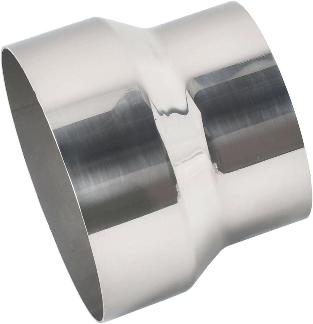 OD 4 Inch to OD 5 Inch Exhaust Pipe to Component Pipe Adapter Reducer 4" OD to 5" OD Polished Stainless Steel 4" Overall Length