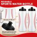 Yaomiao Baseball Water Bottle Bulk Reusable Sports Bottle 20 oz Squeeze Baseball Accessories Gifts School Sports, 2 Pcs