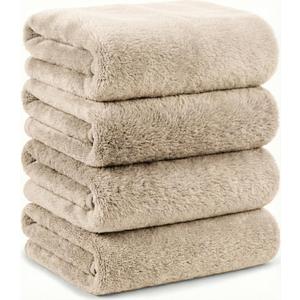Microfiber Bath Towels Set, Compact Size 20 x 43 in, Hyaluronic Acid-Infused, Soft on Skin, 4 Pack, Quick Dry, Absorbent (Natural Beige)