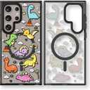 Magnetic for Samsung Galaxy S24 Ultra Magsafe Case Cute Aesthetic - Durable Shockproof 6.6 ft Drop Impact Phone Case Cover with Funny Fashion Dinosaur Land Design 6.8" Black