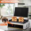 Commercial Panini Press Grill 2200W Countertop Electric Sandwich Maker with Adjustable Temp Control, Nonstick Coating, Grooved Plates Grill, for Burgers Steaks Panini