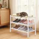Smiry Bamboo Shoe Rack, 3 Tier Free Standing Wooden Shoe Organizer, Stackable Wood Shoe Storage Shelf for Closet, Entryway, 5 Horizontal Slats, 26.8"x11"x18.3", White