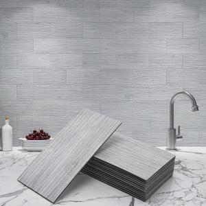 Art3d 102-Piece Peel and Stick Tile Backsplash for Kitchen Bathroom, 3in. 6in. Stick on Subway Tile White-Washed Wood Plank