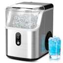 Nugget Ice Maker Countertop, 40lbs/Day Stainless Steel Small Soft Chewable Pebble Ice Machine, Pellet Ice Crunchy Nuggets, Quiet Mini Chewy Ice Maker Self Cleaning for Home Kitchen Office