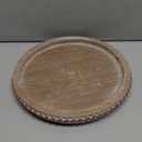 HPC Decor 12in Round Gray Wood Beaded Tray - Decorative Living Room, Coffee Table, Kitchen Table, Dining Room or Farmhouse Serving Tray