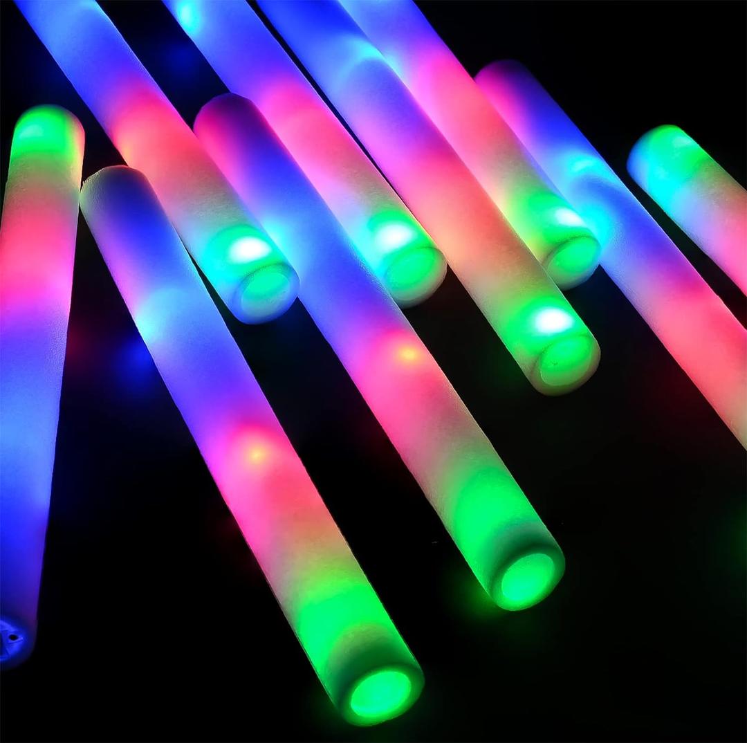 Foam Glow Sticks Bulk-120 Pcs LED Light Sticks Glow In The Dark Party Supplies with 3 Modes Colorful Flashing for Birthday Wedding Party Halloween Christmas