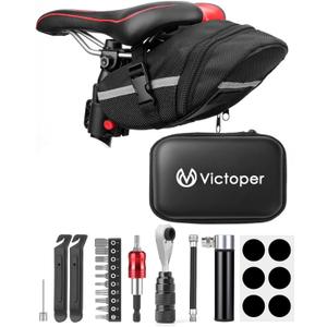 Victoper Bike Tool Kit, Bike Repair Kit with Mini Pump & 10 Magnetic Bits, 18 in 1 Alloy Multitool Biking Gear with Patch & Inflator, Bicycle Tools for MTB, Road Cycling, Riding, Rider, Camping
