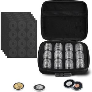 MUDOR 108 Pieces Silver Dollar Coin Holder, 41mm Storage Case with Lock, Coin Holders with 10 Size Gaskets, Coin Collection Supplies for Cent,Nickel,Quarter, Morgan,Silver Eagle