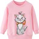 RETSUGO Toddler Baby Girls Sweatshirts Casual Pullover Crewneck Winter Long Sleeve Tops Shirts Clothes 3T-8T (5T, A-cute Cat/Pink)