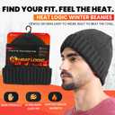 Heat Logic Men Double Layer Knit Beanie, Thick Thermal Skull Cap, Knitted Cuffed Soft Warm Hat, Winter Warm Cap for Adults (Black)