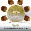 Exquisite Lace Table Cloth Round Table Plastic 6-Pack Lace Tablecloth Round 84" | Clear & Gold Floral Tablecloth Disposable | Wild Flower Party Decorations & Party Supplies