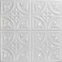 From Plain To Beautiful In Hours 148 Tiny Tulips PVC 2' x 2' Glue-up Ceiling Tile (Covers / 100 sq.ft), White Pearl, 25 Piece, Pack of 25