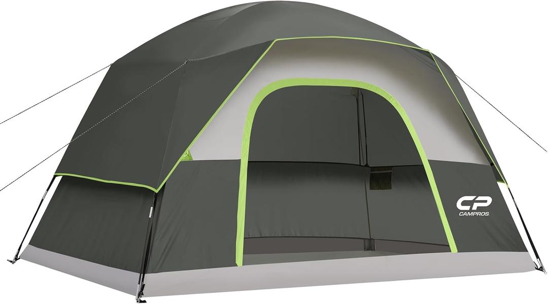 CAMPROS CP Camping Tent 2/4/6 Person, Waterproof Windproof Double Layer Dome Tent, Easy Setup with Large Mesh Windows & Wide Door for Outdoor Camping Backyard